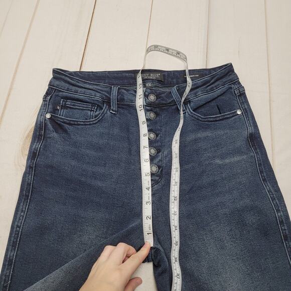 Judy Blue Best Day high rise straight fit leg jeans button fly raw hem boho - Picture 4 of 10